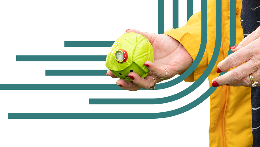 Hand holding ball